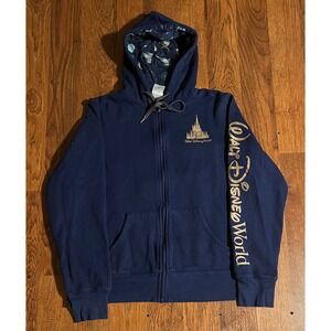 Disney World 50th Anniversary Navy Blue Zip Up Hoodie XL Mickey Minnie